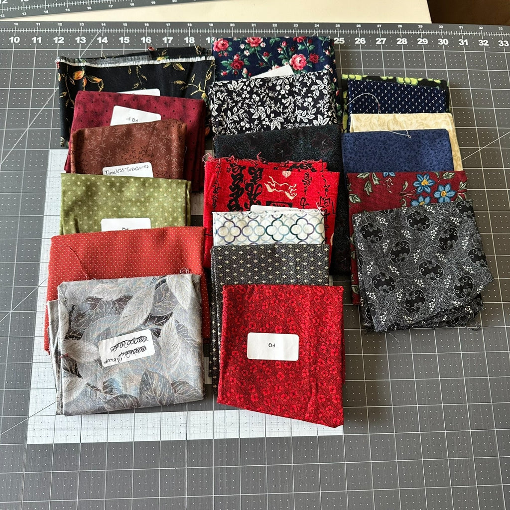 Dark Academia Style Fat Quarter Bundle 16 Pieces Moody Quilting Cotton Destash