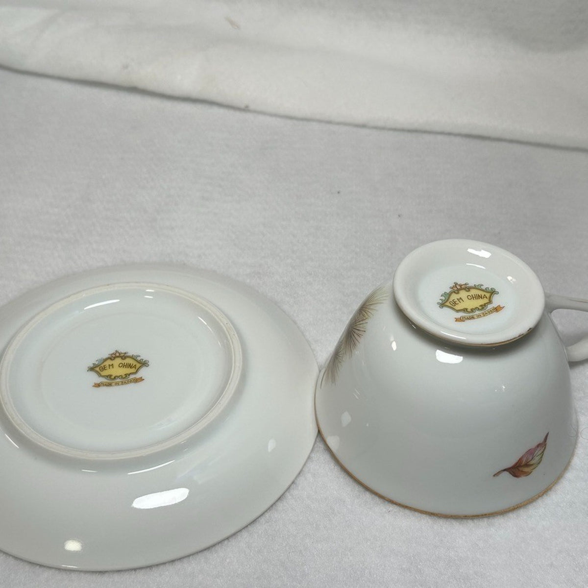 Vintage Gem China Japan Pinecone Teacups Saucers Plates Sugar Bowl Set