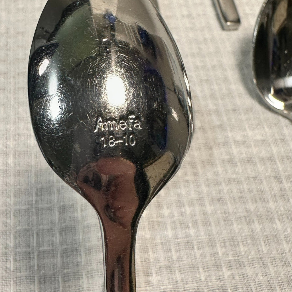 Amefa 18/10 Stainless Steel Teaspoons Lot of 26 Modern Flatware Mirror Finish