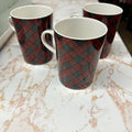 VTG Sasaki Tartan Plaid Christmas Coffee Mugs Set of 3 Charles Roberts Japan