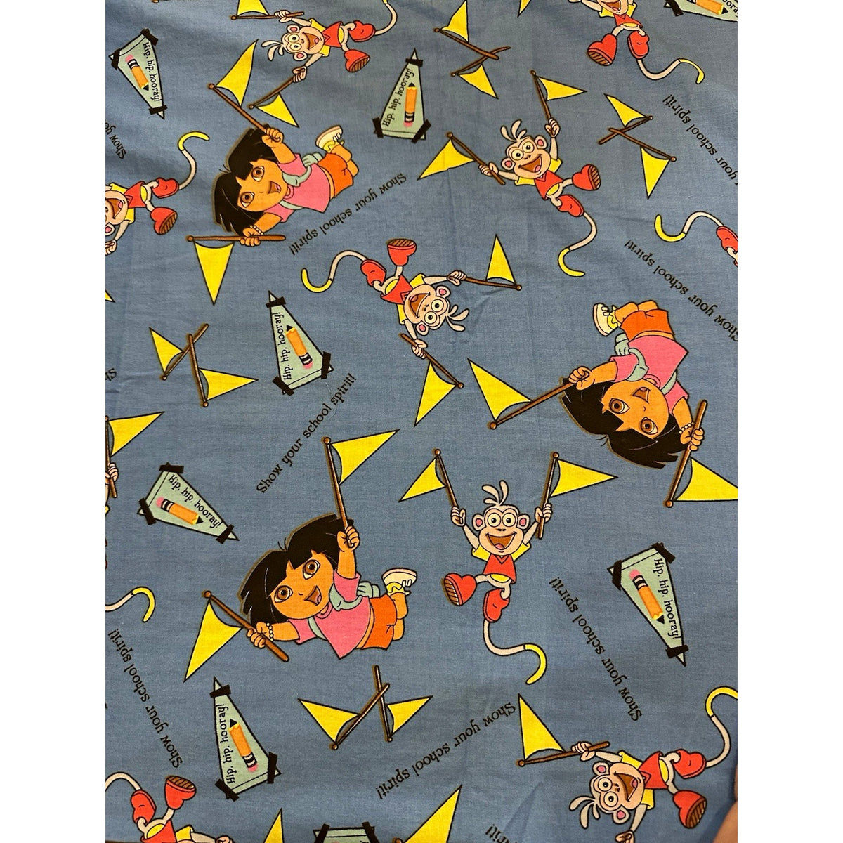 Nickelodeon Dora the Explorer Printed Cotton Fabric Blue 45" By the yard