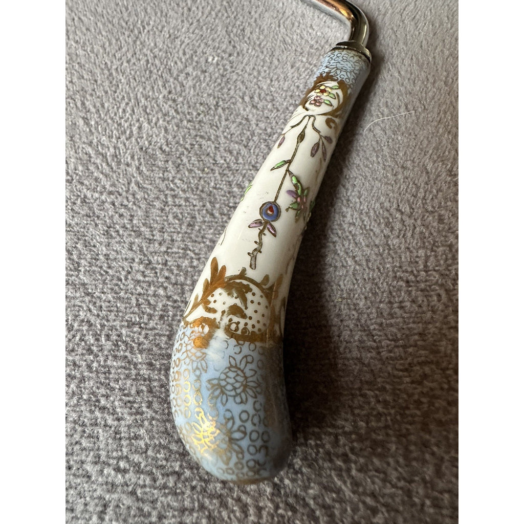 Vintage Porcelain Handle Angel Food Cake Breaker Comb Floral Slicer Cutter