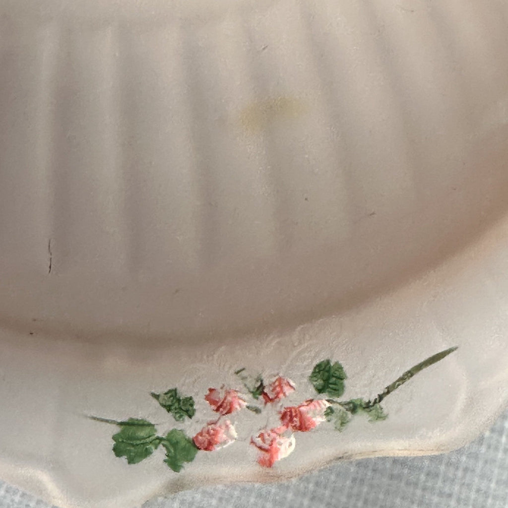 Lot of 2 VTG Mayfair Frosted Pink Depression Glass Serving and Relish Bowl Paint