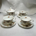 Vintage Gem China Japan Pinecone Teacups Saucers Plates Sugar Bowl Set