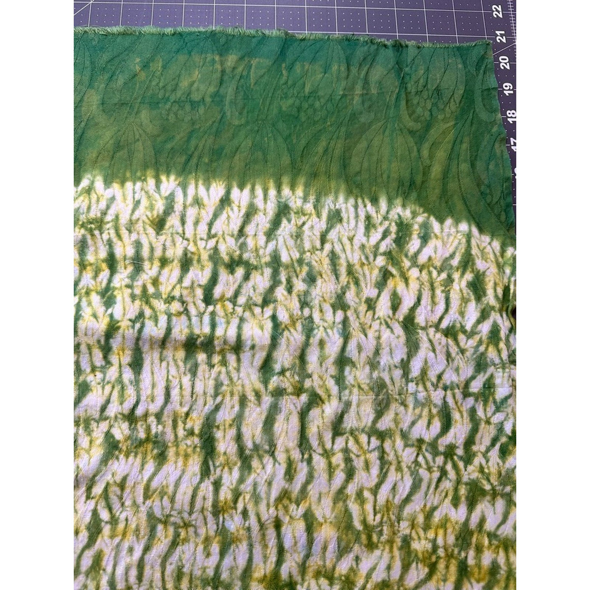 VTG Japanese Green Shibori Jacquard Fabric Panel – 2.5 Yds x 28" Wide (As-Is)