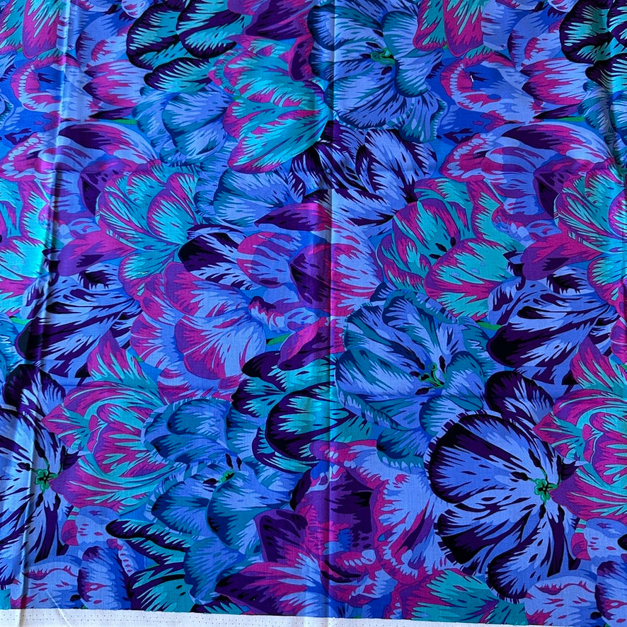 Vintage Kaffe Fassett Philip Jacobs Tulip Mania Fabric Blue Purple 1 Yard Rowan Westminster OOP Quilt Cotton Material Destash Big Floral
