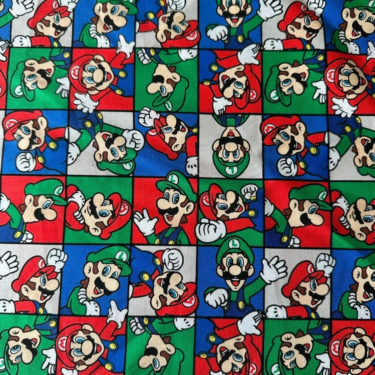 Nintendo Super Mario Luigi Character Grid Cotton Fabric By 1/2 Yard Springs