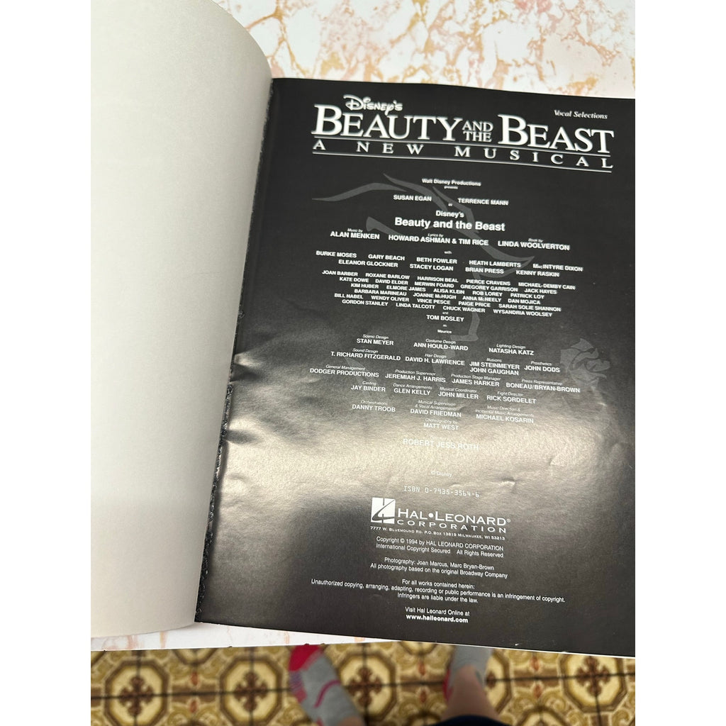 Beauty & The Beast Broadway Musical Vocal Selections Sheet Music Book 1994