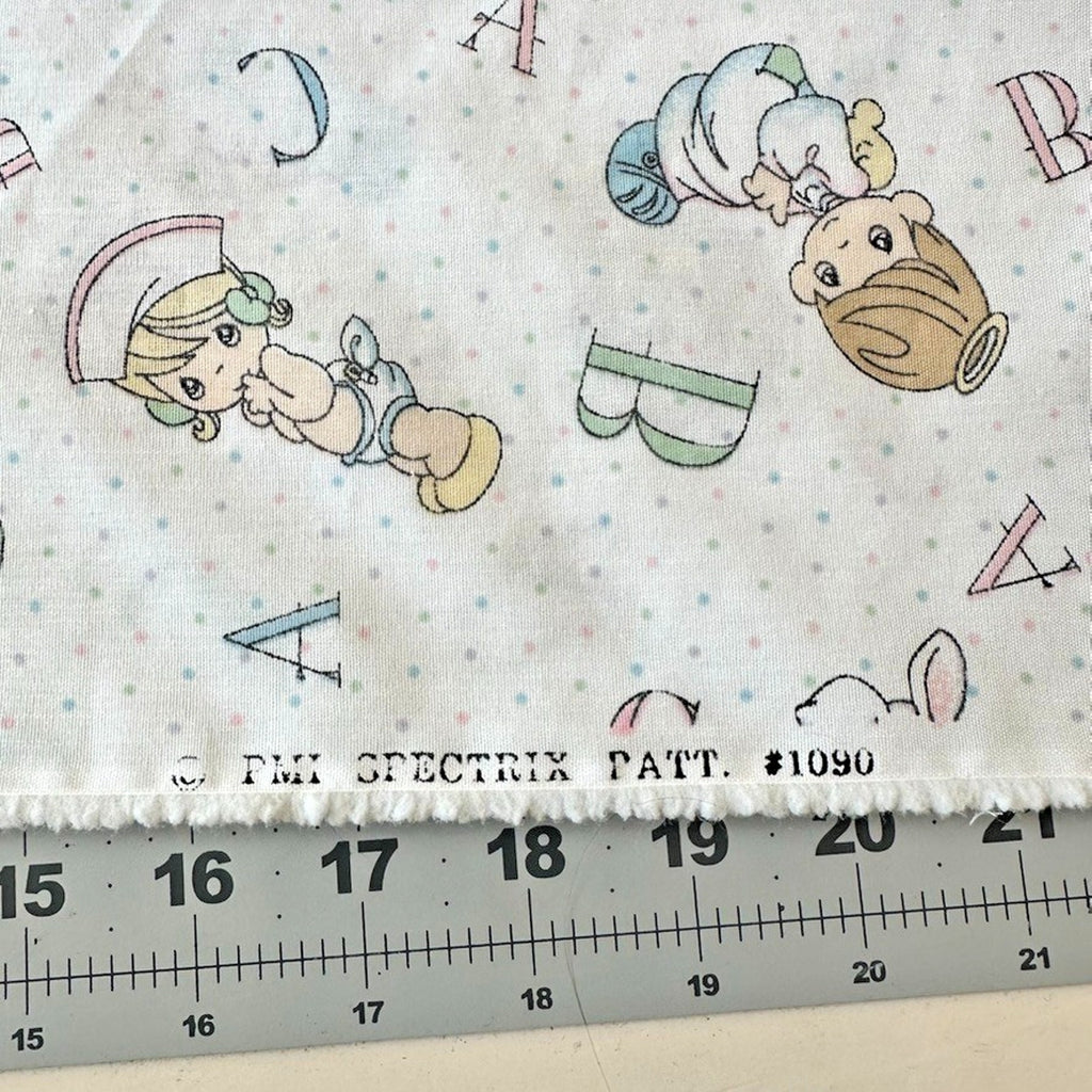 1999 ABCD clouds Precious Moments fabric BABY Spectrix 1YD quilt material VTG