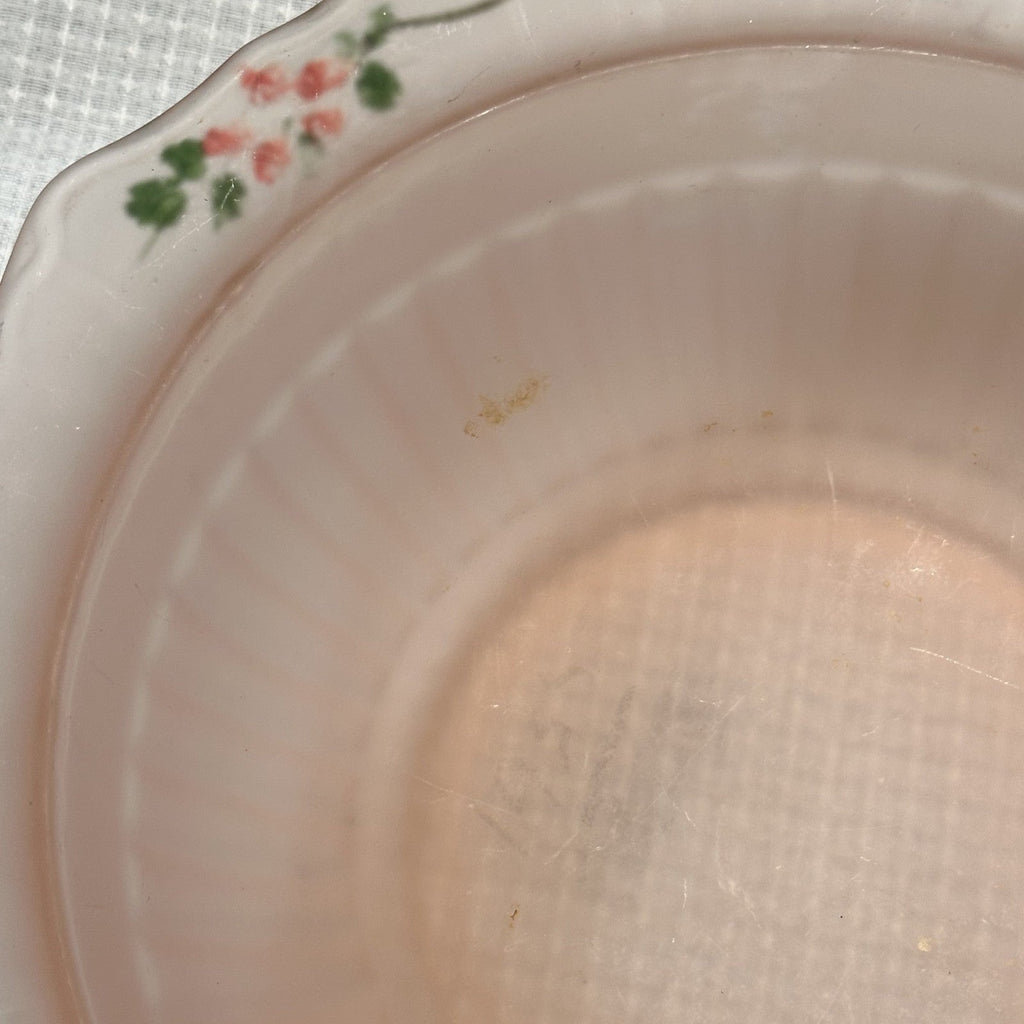 Lot of 2 VTG Mayfair Frosted Pink Depression Glass Serving and Relish Bowl Paint