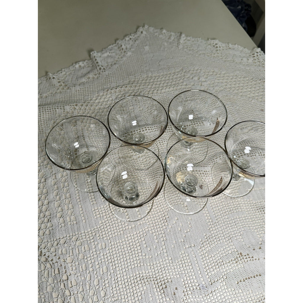 Vintage Libbey Champagne / Sherbet Glasses, Gold Leaves /foliage Set of 6