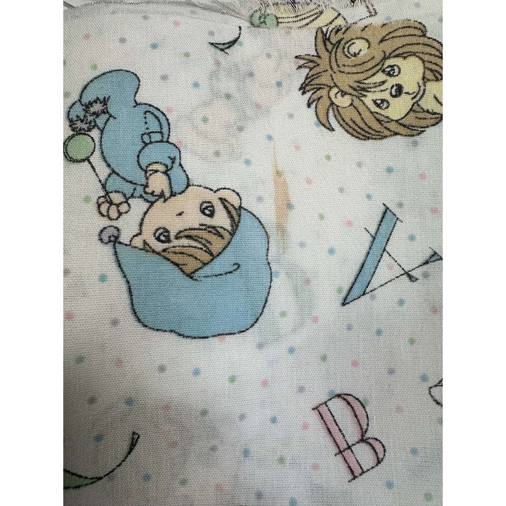 1999 ABCD clouds Precious Moments fabric BABY Spectrix 1YD quilt material VTG