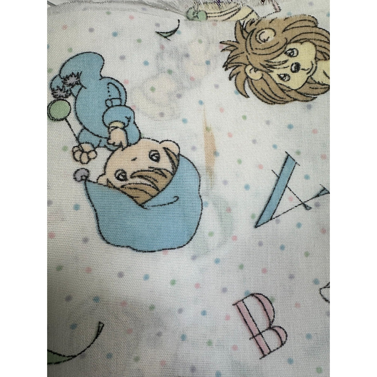 1999 ABCD clouds Precious Moments fabric BABY Spectrix 1YD quilt material VTG