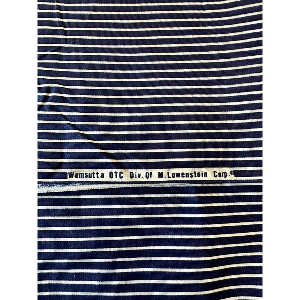 Vintage Wamsutta Navy White Pinstripe Ticking Fabric 2 Yds 16 In Deadstock OOP