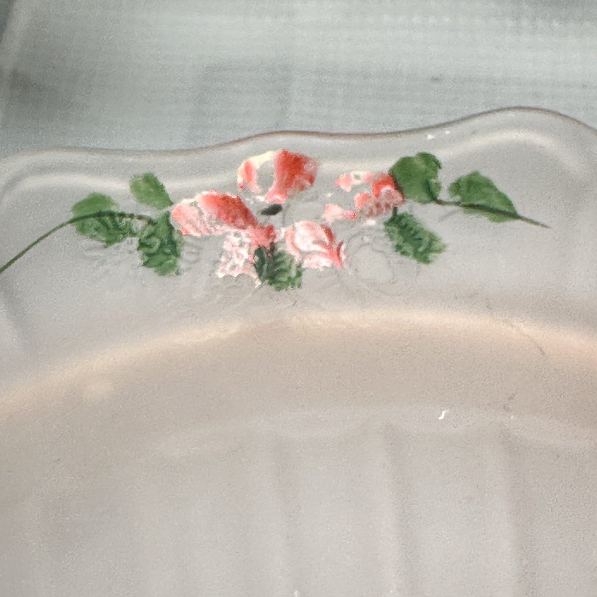 Lot of 2 VTG Mayfair Frosted Pink Depression Glass Serving and Relish Bowl Paint