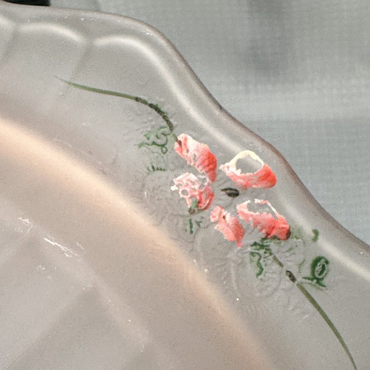 Lot of 2 VTG Mayfair Frosted Pink Depression Glass Serving and Relish Bowl Paint