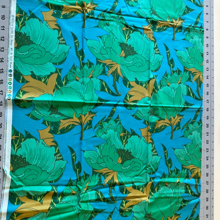 Vintage Kaffe Fassett Philip Jacobs Full Blown Fabric Turquoise Teal Green Rowan Westminster OOP Quilt Cotton Material By The Yard Lot