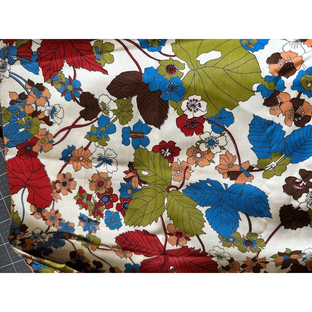 Vintage 60s 70s J Manes Co Figurative Floral Cotton Fabric 1Y MCM Mod OOP Retro