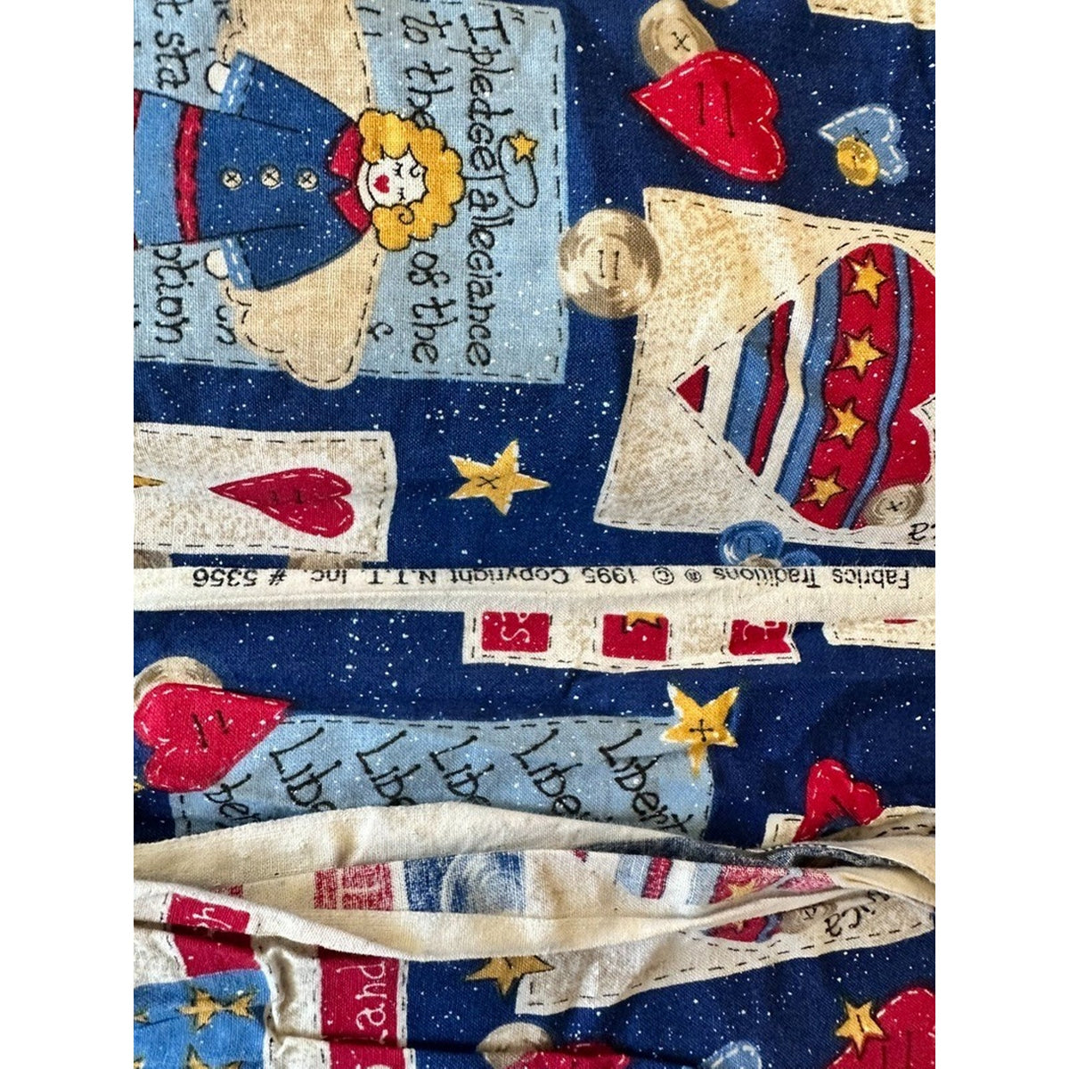 Vintage 1990s Americana Patriotic Fabric Lot 7.5 Yds Stripes Patriotic Cotton