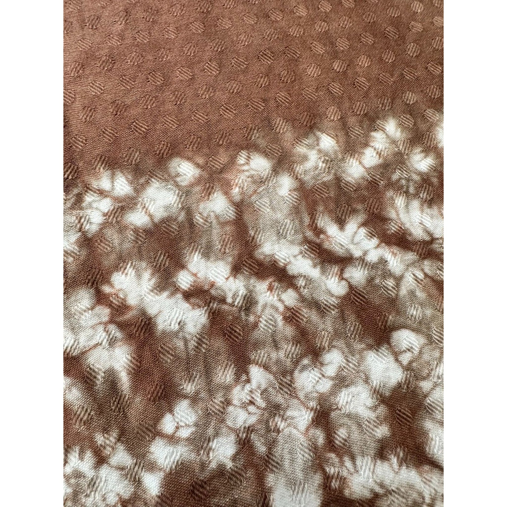 Vintage Japanese Shibori Brown Dot Jacquard Fabric 66x28 Rinzu Craft Textile