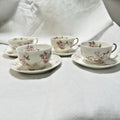 Set of 4 Haviland Limoges Schleiger 37 Teacup & Saucer Antique Pink Floral