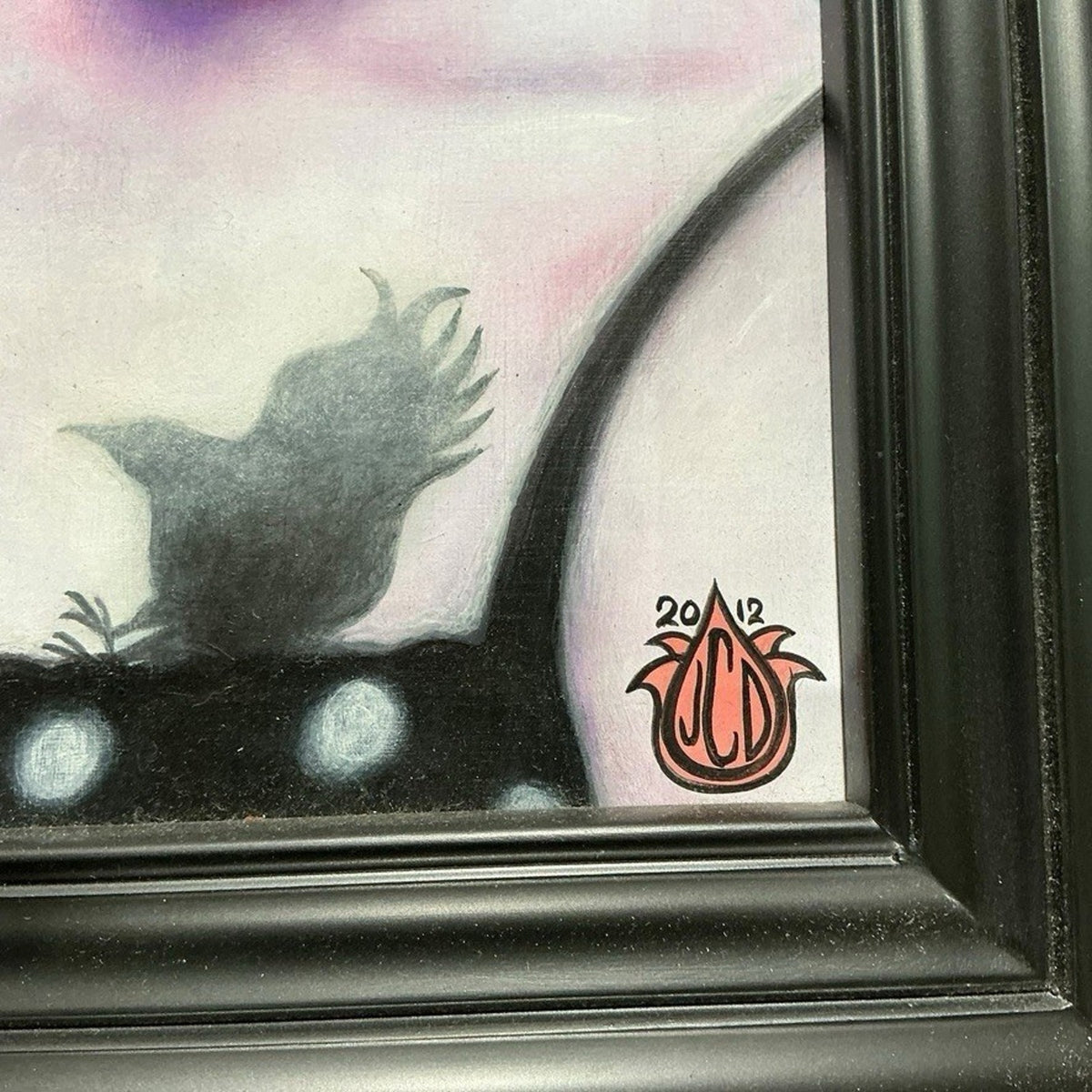 Original Signed 2012 Jenny Dayton "Blackeye Bonsai" 15.25x30.5" Acrylic on Wood