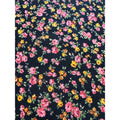 1 Yard Ditsy Floral Jersey Knit Fabric - Black Background Pink Mustard Yellow St