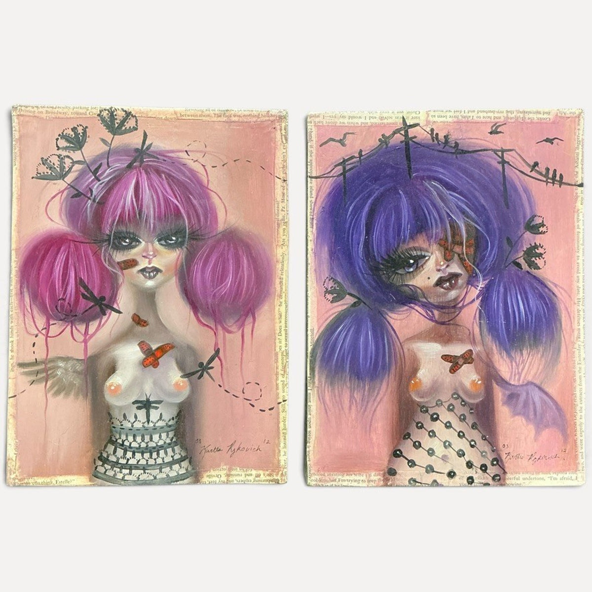 Kurtis Rykovich Original Oil Paintings Diptych Set Round 1 & 2 11x8 Signed