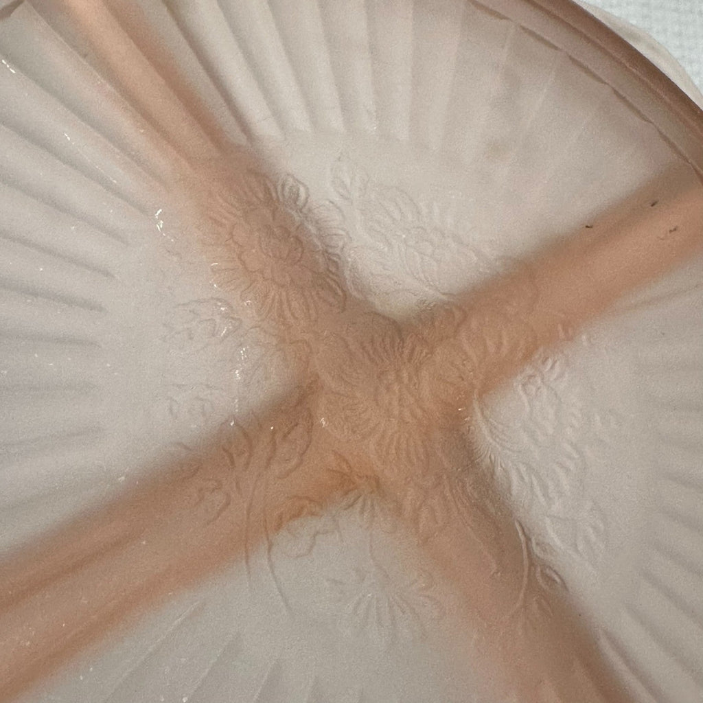 Lot of 2 VTG Mayfair Frosted Pink Depression Glass Serving and Relish Bowl Paint