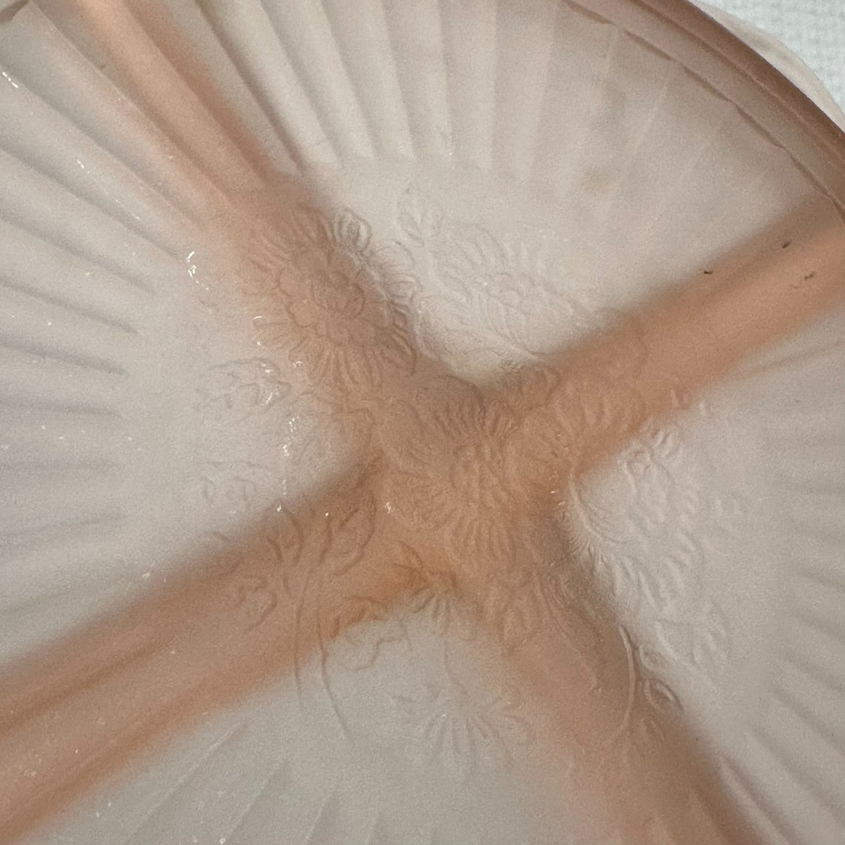 Lot of 2 VTG Mayfair Frosted Pink Depression Glass Serving and Relish Bowl Paint