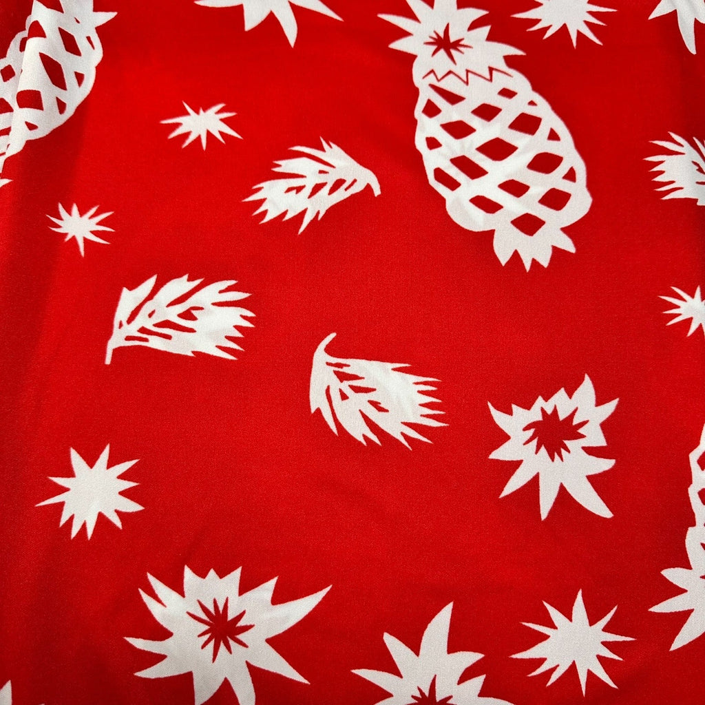 Vintage Rosewood Fabrics Red White Floral Leaf Rayon Fabric 2 Yds Flowy Dress