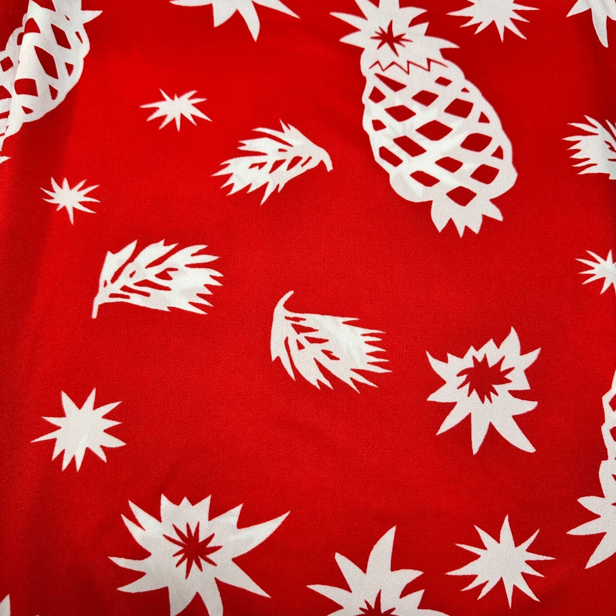Vintage Rosewood Fabrics Red White Floral Leaf Rayon Fabric 2 Yds Flowy Dress