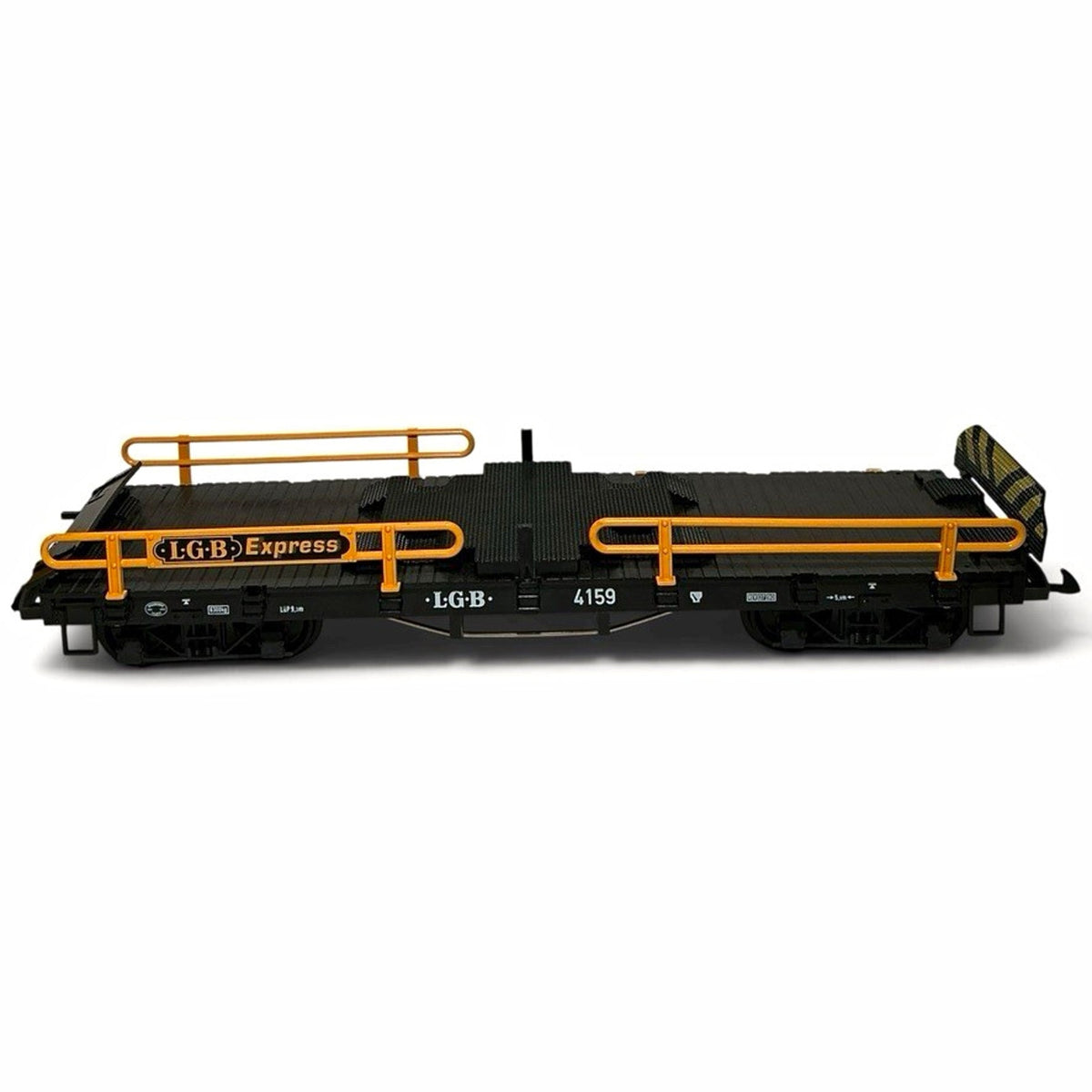 LGB G Scale #4159 Flatcar with Railings, "LGB Express" 1:22.5