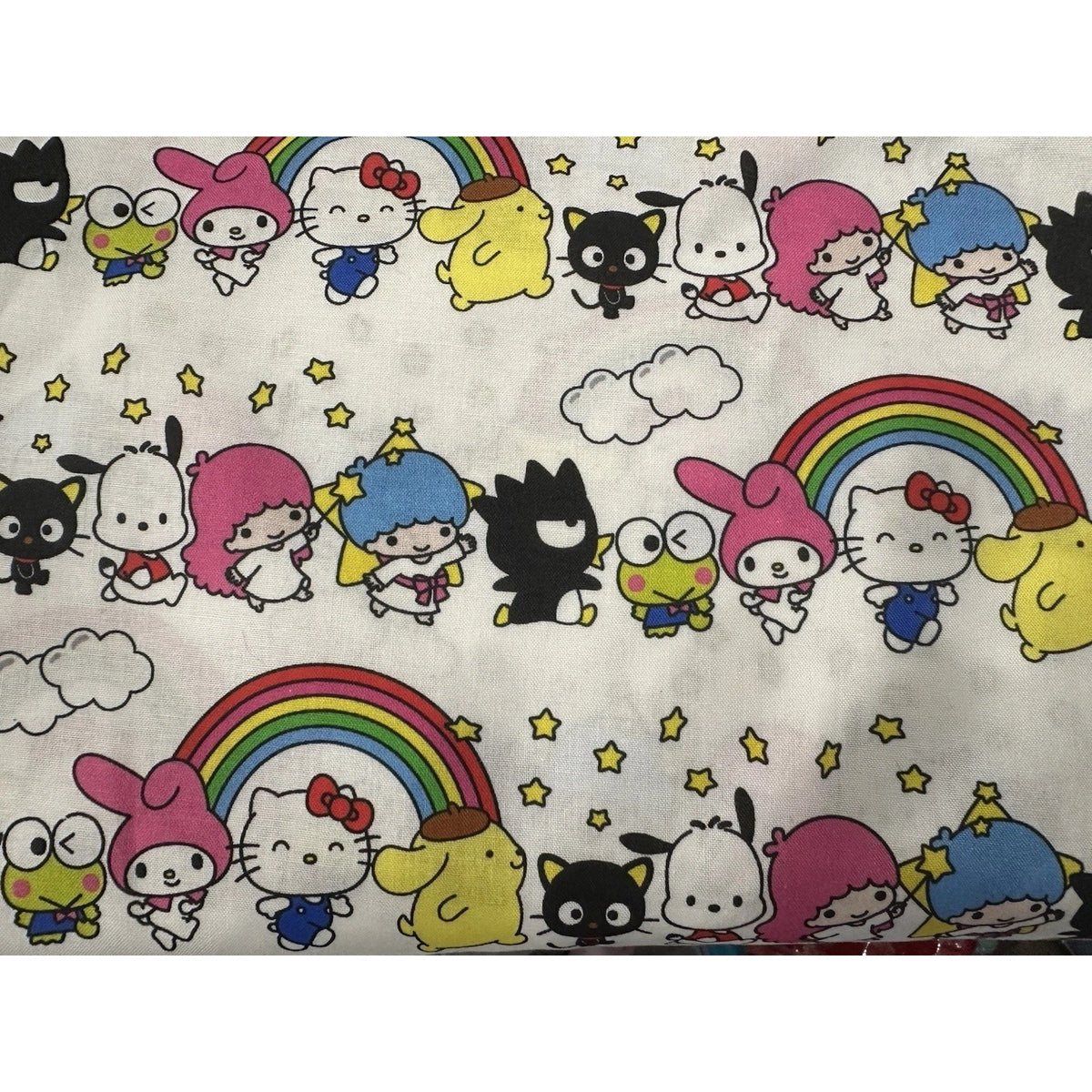 NEW Sanrio Hello Kitty Rainbow Friends Cotton Fabric - By the 1/2 Yard