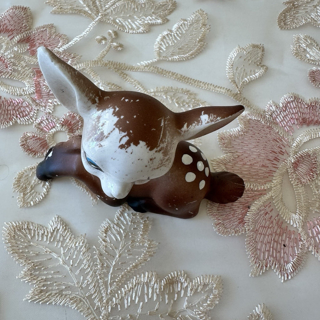 Vintage Ceramic Nara Style Fawn Figurine, Made in Japan, MCM Kitsch Deer