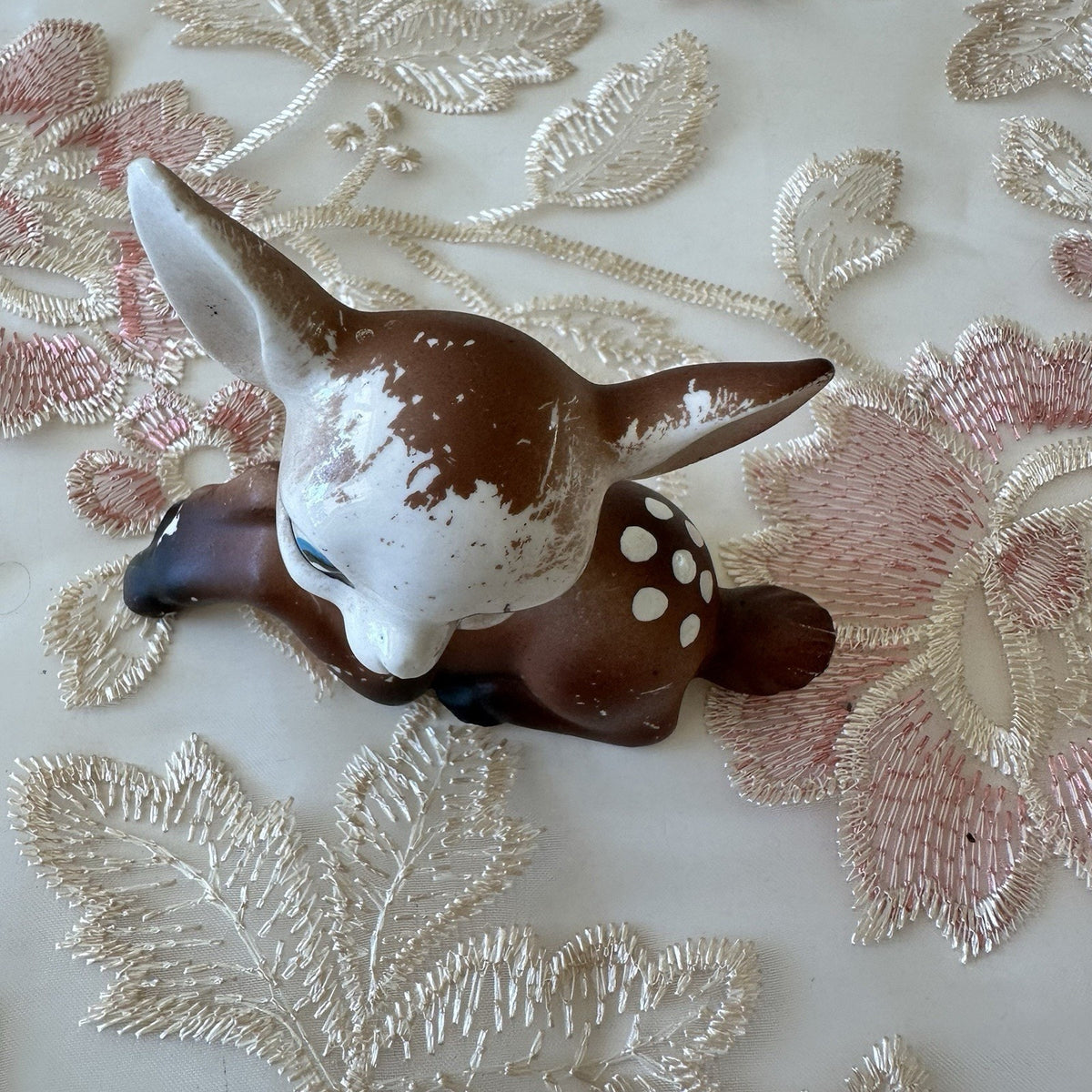 Vintage Ceramic Nara Style Fawn Figurine, Made in Japan, MCM Kitsch Deer