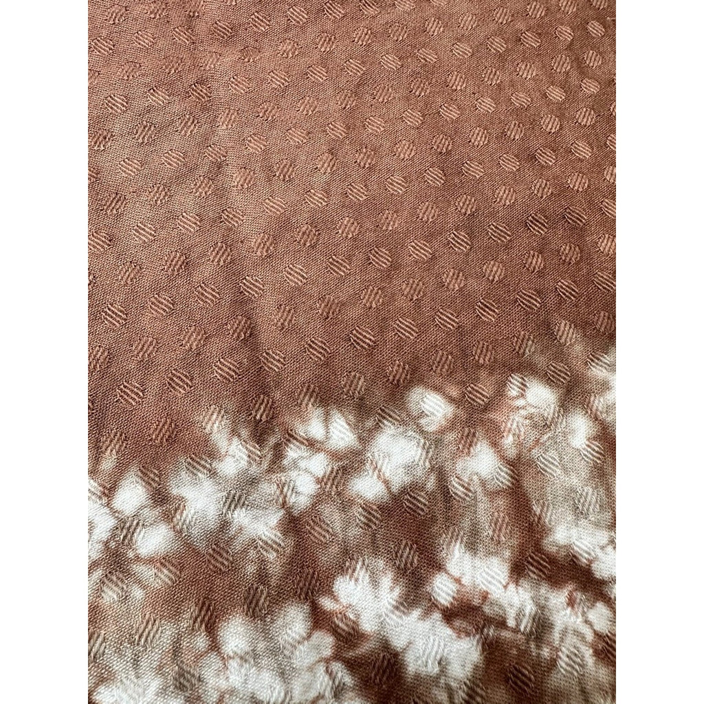 Vintage Japanese Shibori Brown Dot Jacquard Fabric 66x28 Rinzu Craft Textile