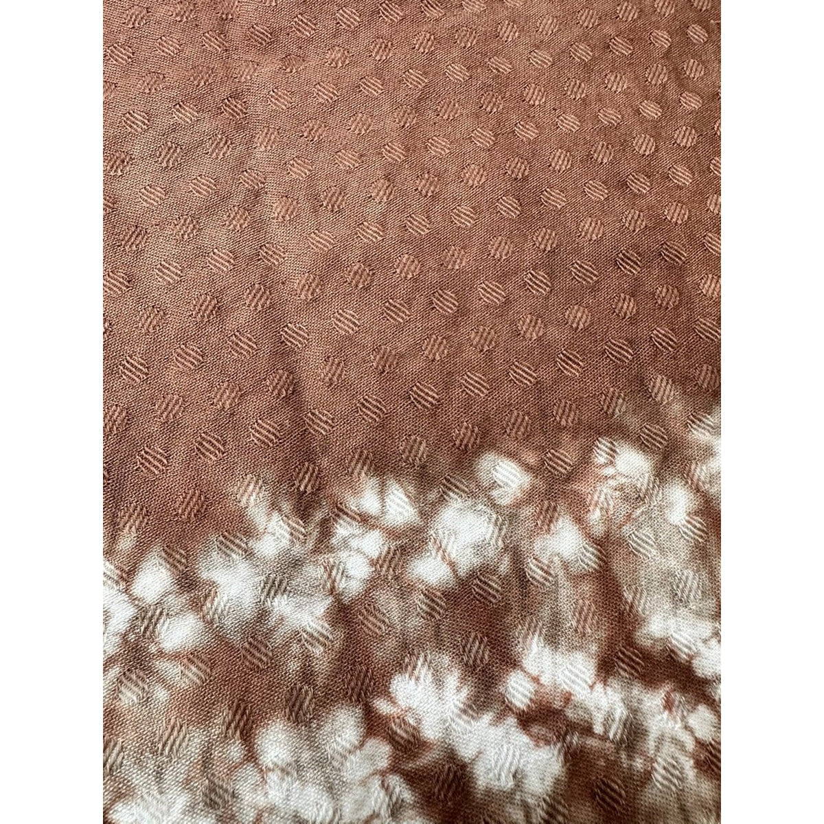 Vintage Japanese Shibori Brown Dot Jacquard Fabric 66x28 Rinzu Craft Textile