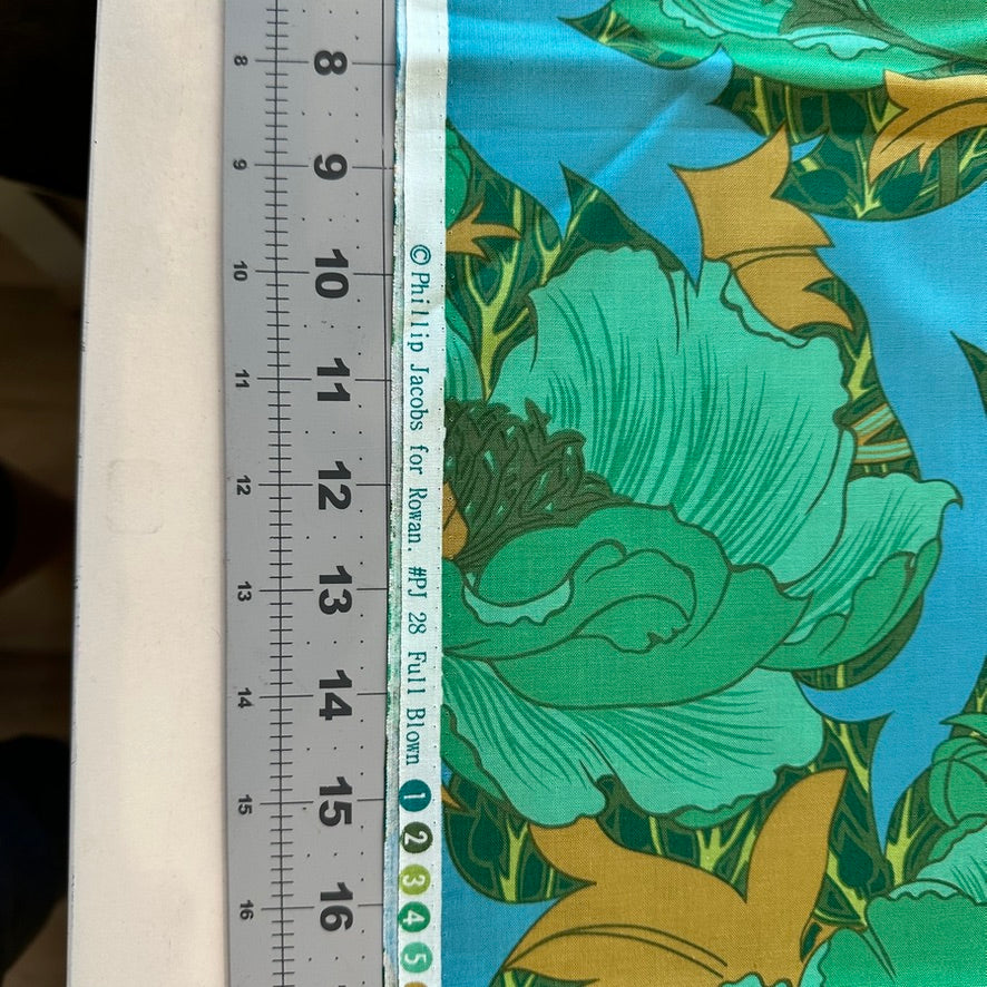 Vintage Kaffe Fassett Philip Jacobs Full Blown Fabric Turquoise Teal Green Rowan Westminster OOP Quilt Cotton Material By The Yard Lot
