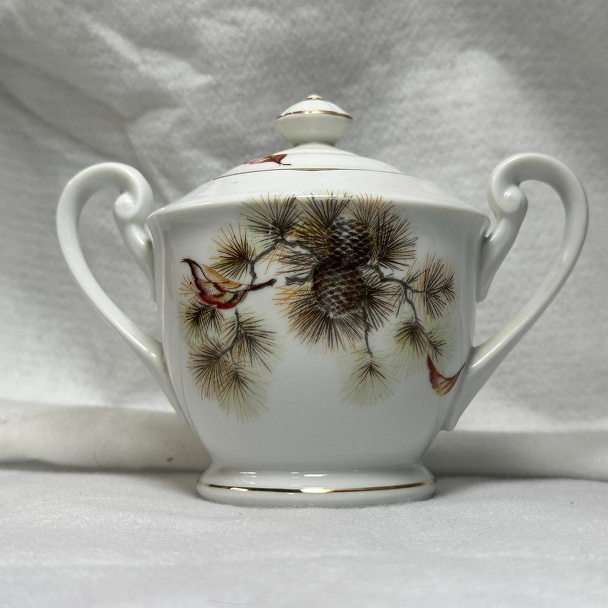 Vintage Gem China Japan Pinecone Teacups Saucers Plates Sugar Bowl Set