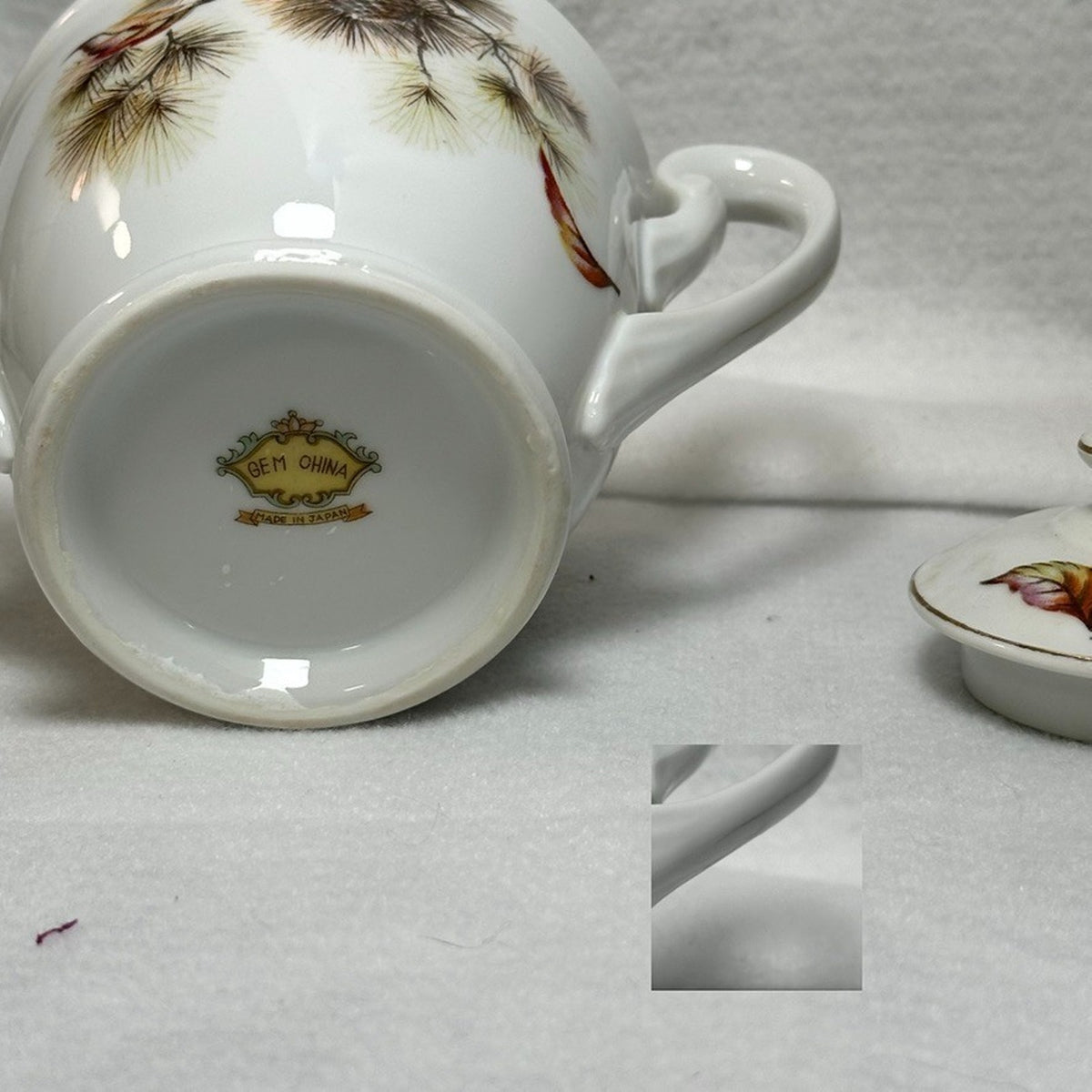 Vintage Gem China Japan Pinecone Teacups Saucers Plates Sugar Bowl Set