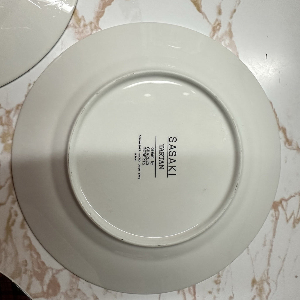VTG Sasaki Tartan Plaid Christmas Dessert Plates Set of 3 Charles Roberts Japan