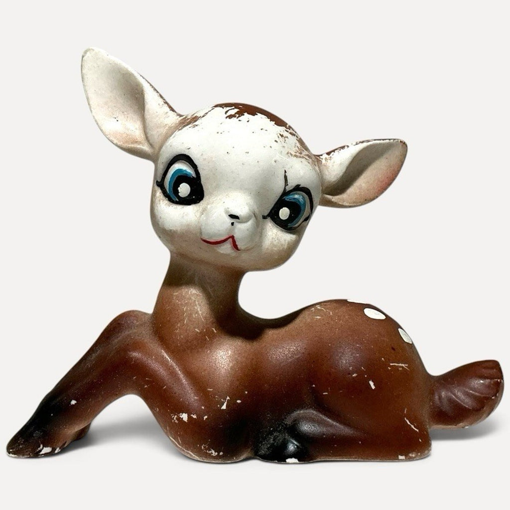 Vintage Ceramic Nara Style Fawn Figurine, Made in Japan, MCM Kitsch Deer