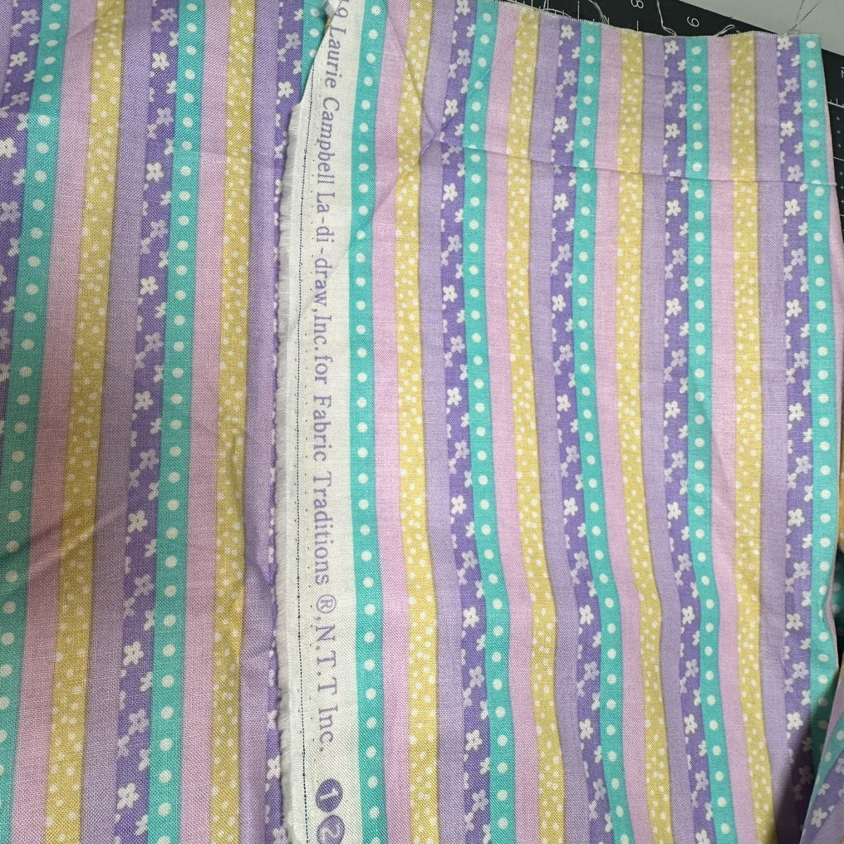 1.5Y Laurie Campbell "La-di-draw" Pastel Floral & Polka Dot Quilting Cotton New