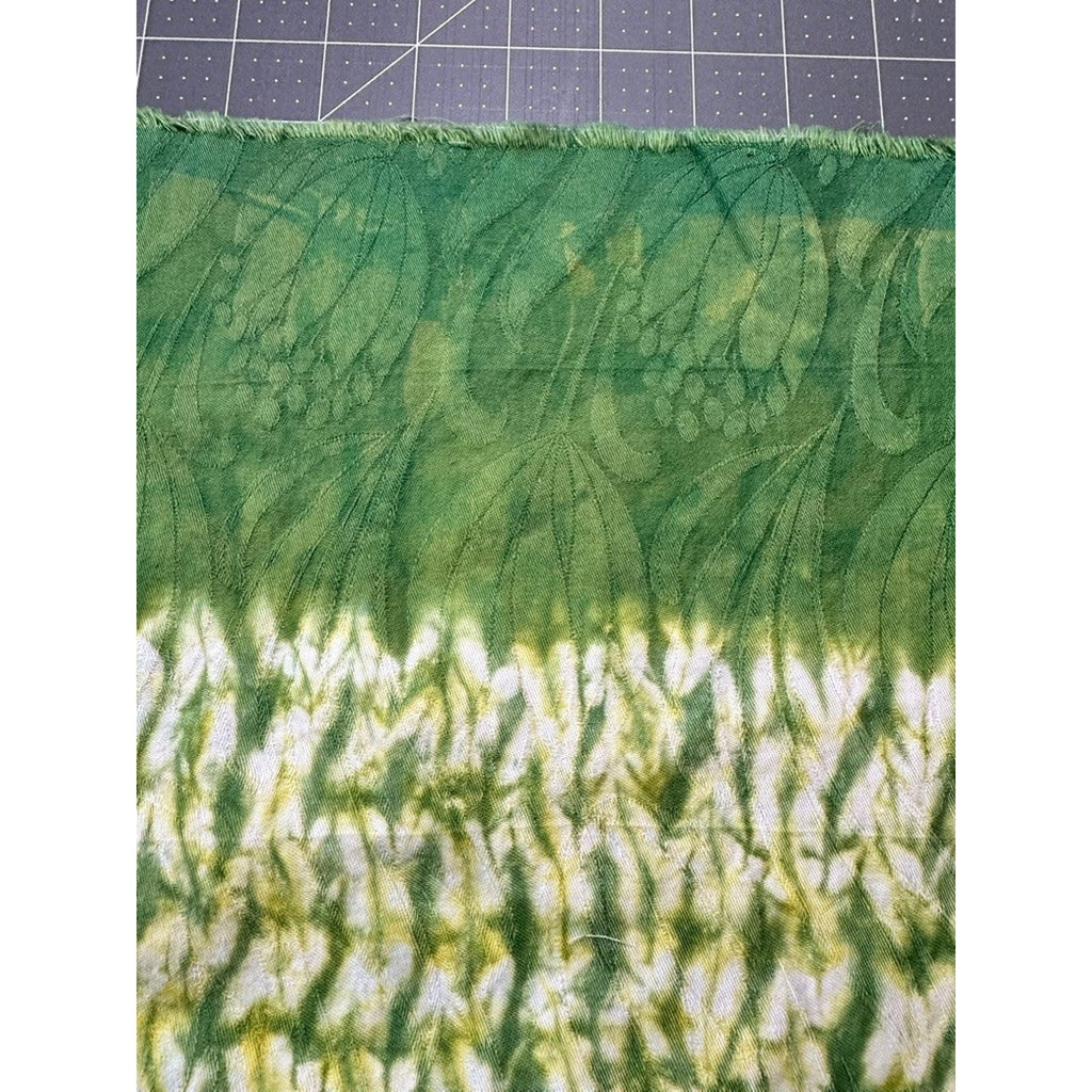 VTG Japanese Green Shibori Jacquard Fabric Panel – 2.5 Yds x 28" Wide (As-Is)