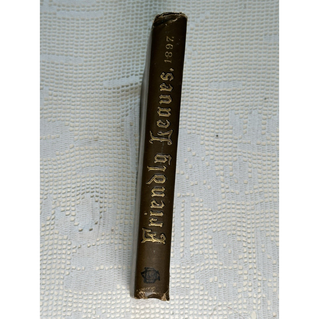 Antique 1897 Friendly Leaves Book Brown Cloth Gilt Cover Victorian Decor