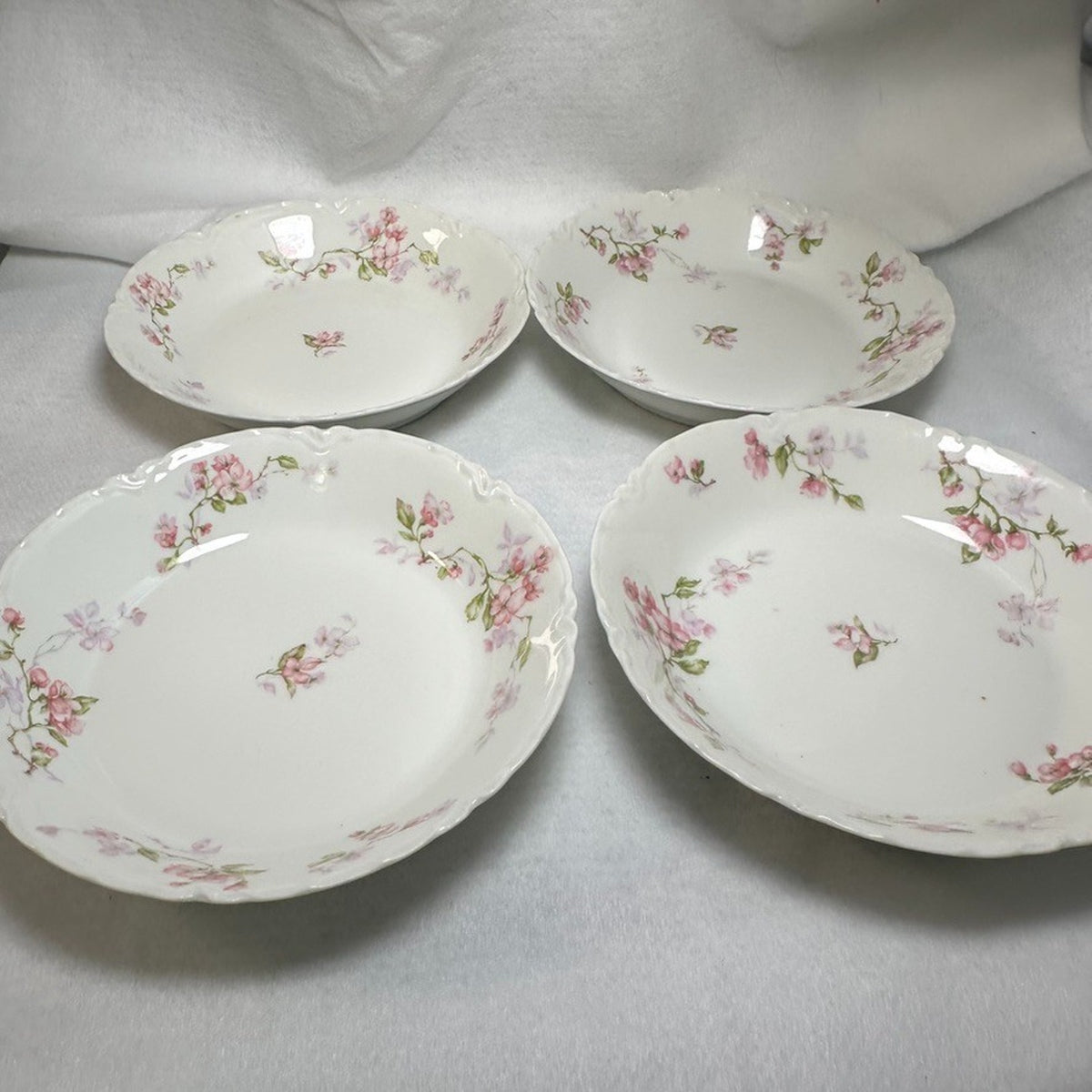 Set of 4 Haviland Limoges Schleiger 37 Berry Dessert Bowls 5" Pink Floral France