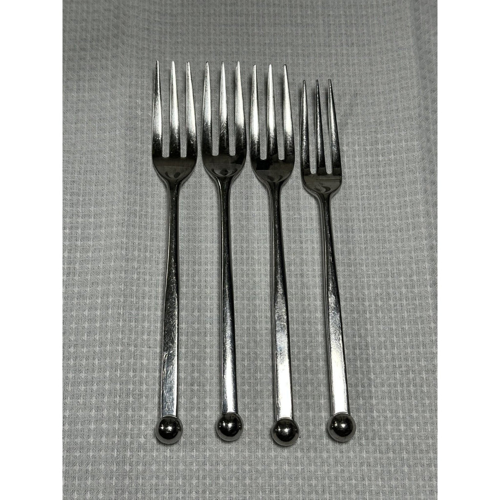 Sasaki Orbit Ward Bennett 3 Dinner 1 Salad Fork Vintage 18/8 Stainless Japan MCM