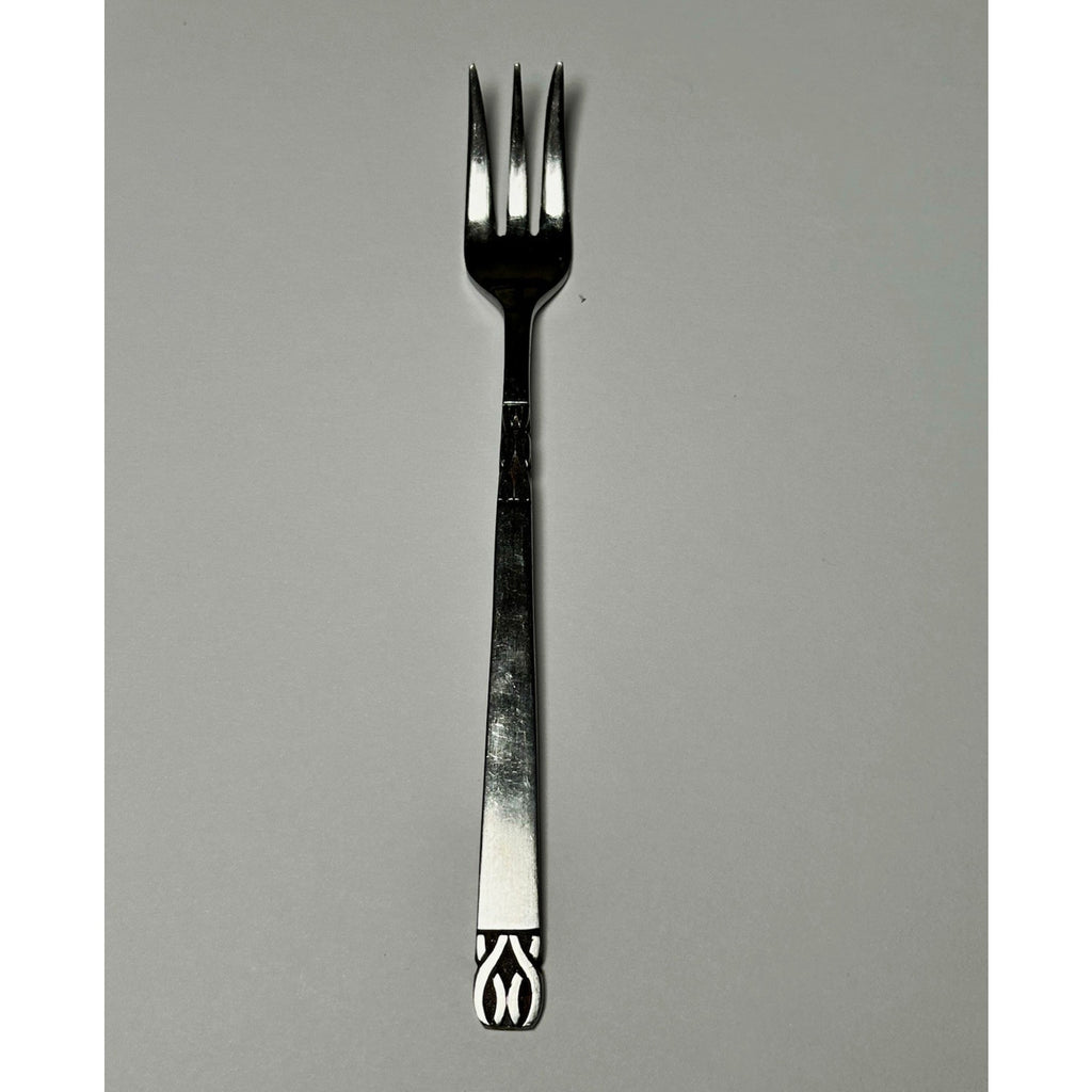 Orleans Silver Stainless Steel Floral Handle Cocktail/Seafood Fork Japan, Silver