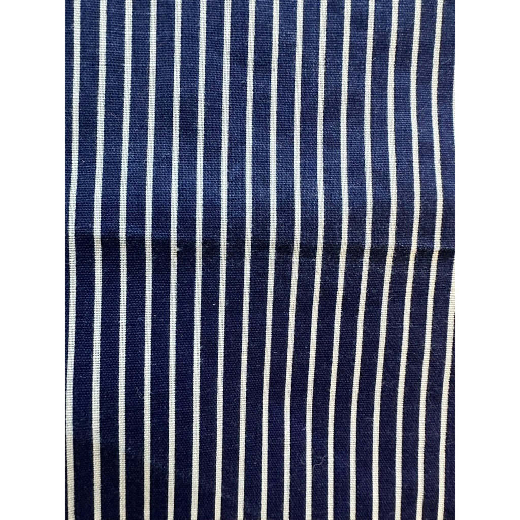 Vintage Wamsutta Navy White Pinstripe Ticking Fabric 2 Yds 16 In Deadstock OOP